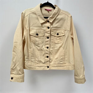 Woman Within Light Yellow Stretch Denim Jean Jacket Size 16W